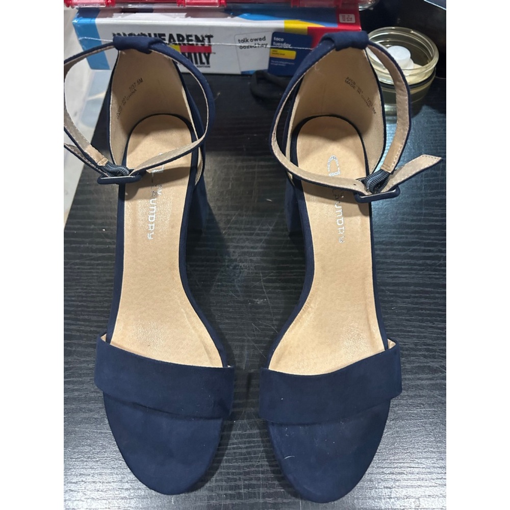 Women's CL Laundry Navy Ankle Strap Block Heels Size 7.5